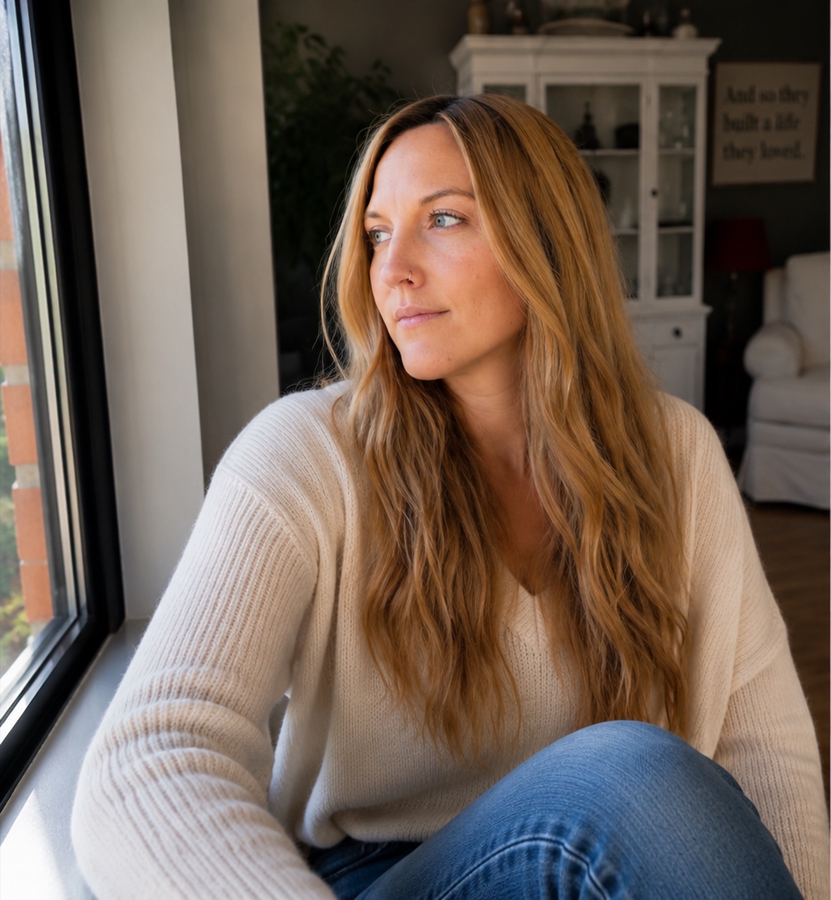 Mary Rietz seated by a window