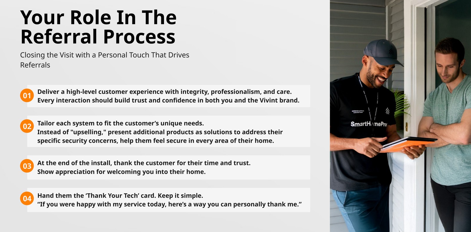 Real Vivint field guidance slide from the internal communications system